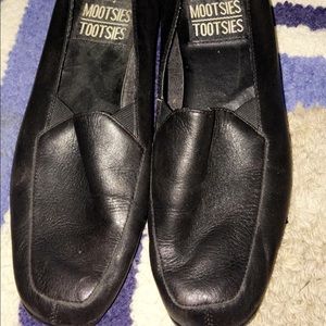 Black Leather Flats